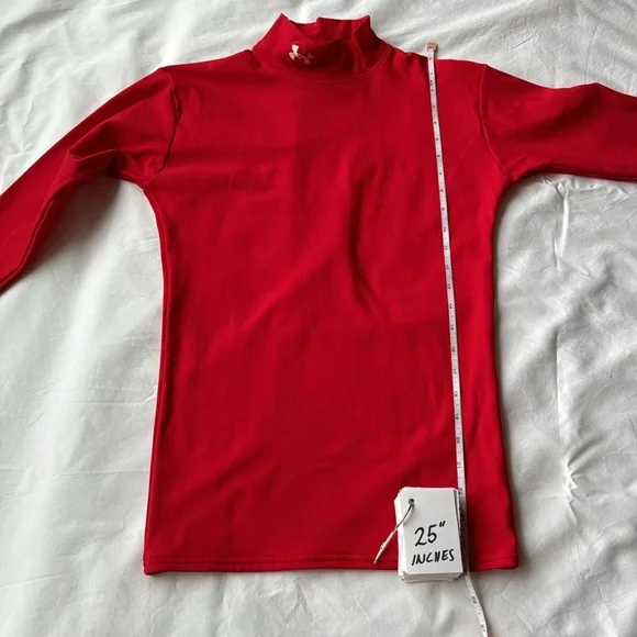 Under Armour Women's Long Sleeve Mock Neck Top - Vibrant Red - Medium - Picture 11 of 12